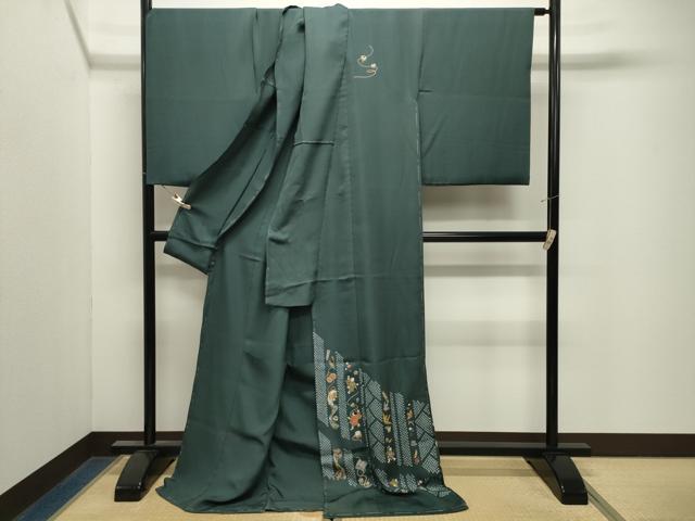 平和屋着物●訪問着　作家物　駒刺繍　童子遊び　金彩　仮絵羽　正絹　逸品　未使用　CABM4983gh