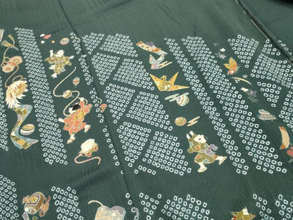 平和屋着物●訪問着　作家物　駒刺繍　童子遊び　金彩　仮絵羽　正絹　逸品　未使用　CABM4983gh