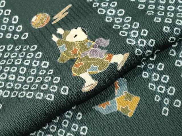平和屋着物●訪問着　作家物　駒刺繍　童子遊び　金彩　仮絵羽　正絹　逸品　未使用　CABM4983gh