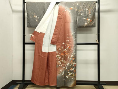 平和屋着物●訪問着　休み鳥花文　暈し染め　金彩　正絹　逸品　CABM4985gh