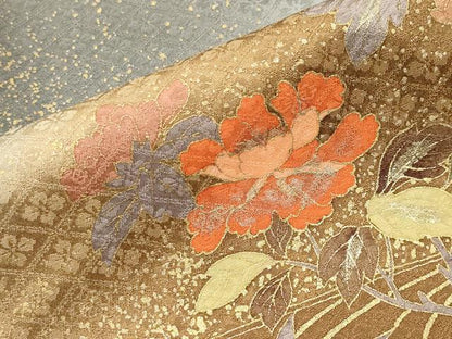 平和屋着物●訪問着　休み鳥花文　暈し染め　金彩　正絹　逸品　CABM4985gh