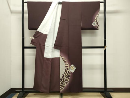 平和屋着物●訪問着　刺繍　跳兎　暈し染め　金彩　鬼しぼ縮緬　正絹　逸品　CABM4986gh