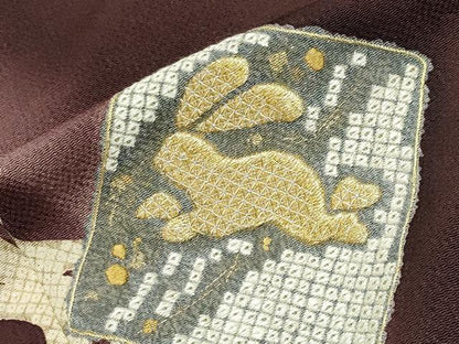 平和屋着物●訪問着　刺繍　跳兎　暈し染め　金彩　鬼しぼ縮緬　正絹　逸品　CABM4986gh