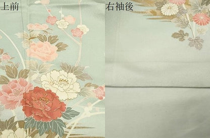 平和屋着物●訪問着　駒刺繍　牡丹花文　暈し染め　金彩　正絹　逸品　CABM4990gh