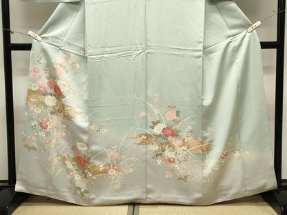 平和屋着物●訪問着　駒刺繍　牡丹花文　暈し染め　金彩　正絹　逸品　CABM4990gh