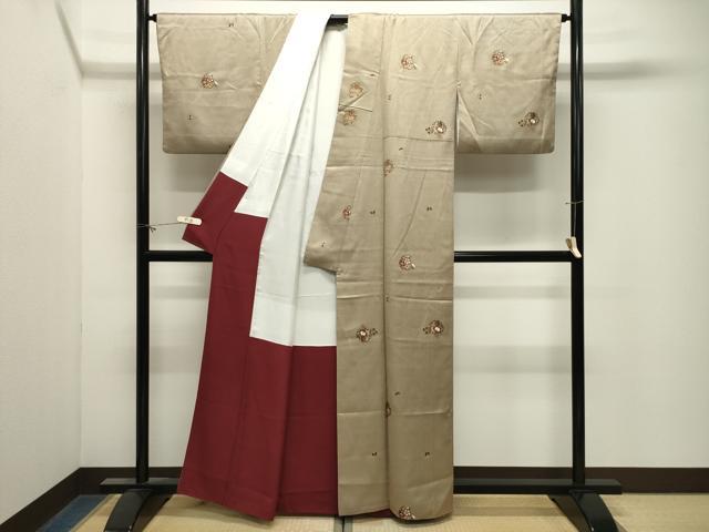 平和屋着物●上質な小紋　雪輪花文　金彩　正絹　逸品　CABM4991gh