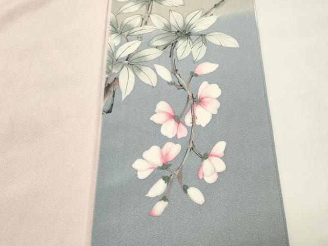 平和屋着物●二代目清次郎　手描き　訪問着　枝花文　暈し染め　正絹　逸品　CABM4998gh