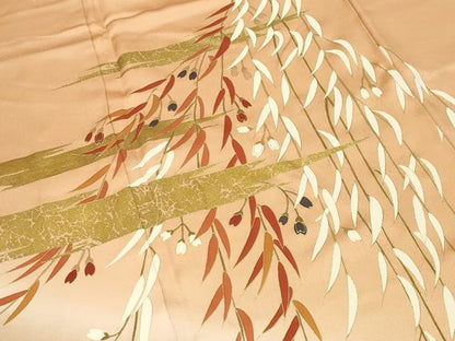 平和屋着物●訪問着　枝垂れ花文　暈し染め　金彩　正絹　逸品　CABM4999gh