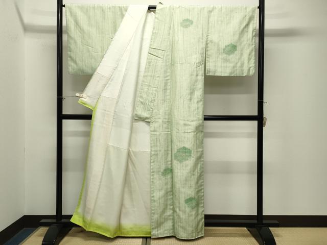 平和屋着物●訪問着　紬地　ドロンワーク　亀甲花文　正絹　逸品　CABM5002gh