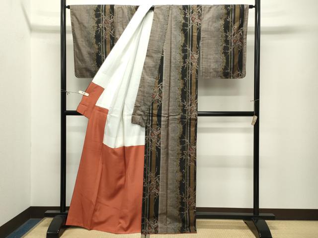 平和屋着物●本場大島紬　9マルキ　枝花文　正絹　逸品　未使用　CABM5006gh