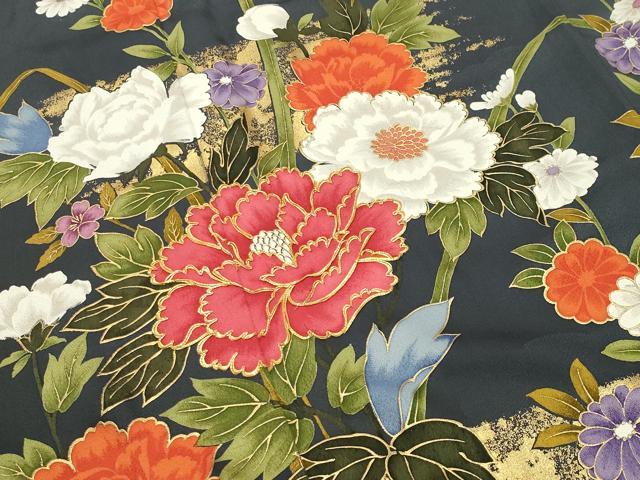 平和屋着物●豪華振袖　駒刺繍　牡丹花文　金彩　正絹　逸品　CABM5011gh