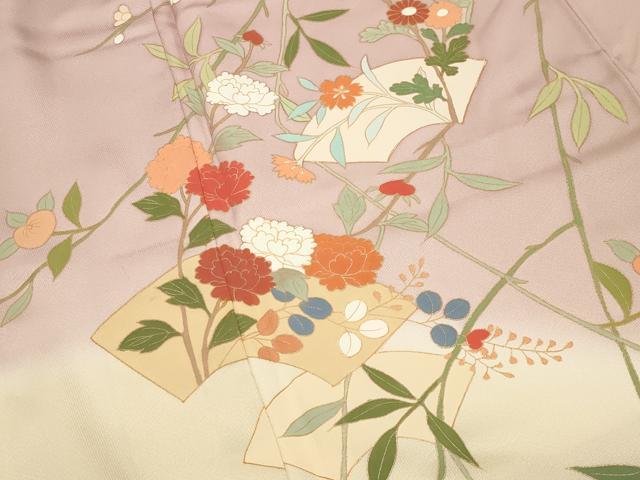 平和屋着物●訪問着　地紙花文　暈し染め　金彩　正絹　逸品　CABM5016gh
