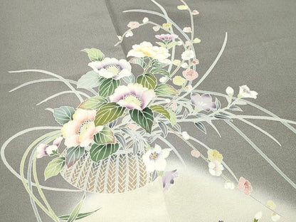 平和屋着物●訪問着　友禅　作家物　花籠文　暈し染め　正絹　逸品　CABM5017gh