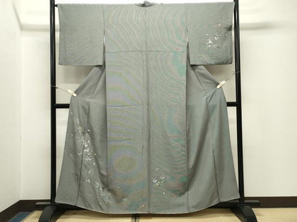 平和屋着物●訪問着　螺鈿　花筏文　黒地　金銀彩　正絹　逸品　CABM5018gh