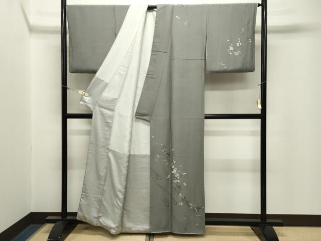 平和屋着物●訪問着　螺鈿　花筏文　黒地　金銀彩　正絹　逸品　CABM5018gh