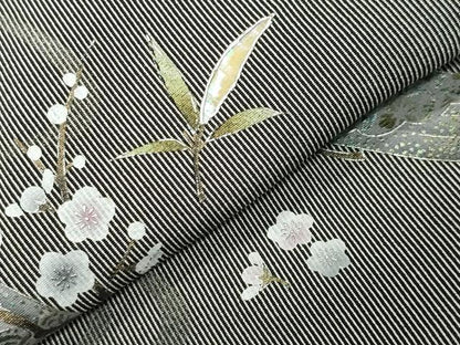 平和屋着物●訪問着　螺鈿　花筏文　黒地　金銀彩　正絹　逸品　CABM5018gh