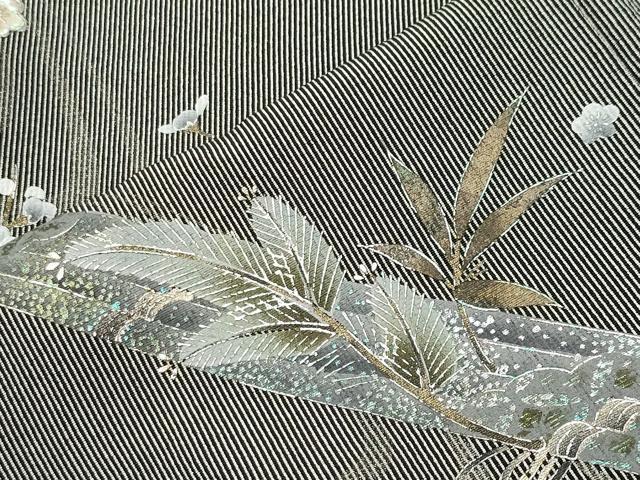 平和屋着物●訪問着　螺鈿　花筏文　黒地　金銀彩　正絹　逸品　CABM5018gh