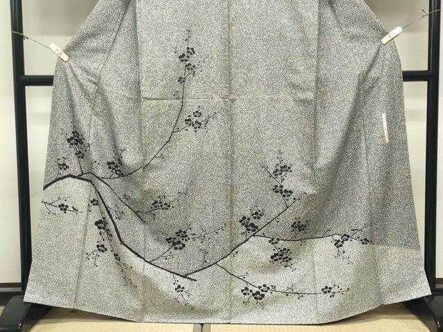 平和屋着物●二代目 川村久太郎　訪問着　枝梅文　たたき染め　黒地　正絹　逸品　未使用　CABM5029gh