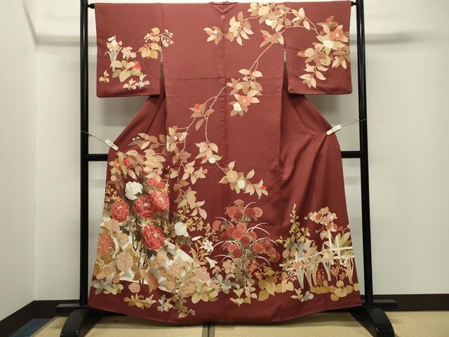 平和屋着物●訪問着　刺繍　籬牡丹花文　金糸　正絹　逸品　CABM5033gh