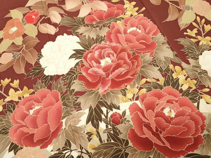 平和屋着物●訪問着　刺繍　籬牡丹花文　金糸　正絹　逸品　CABM5033gh