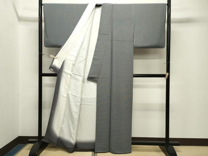 平和屋着物●江戸小紋　万筋　紫鼠色×深川鼠色　正絹　逸品　CABM5036gh