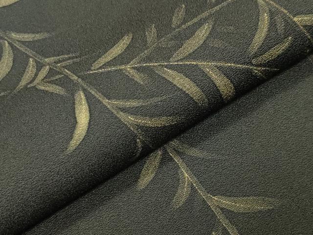 平和屋着物●訪問着　手描き　草木文　黒地　金彩　背抜き仕立て　正絹　逸品　CABM5037gh