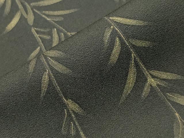 平和屋着物●訪問着　手描き　草木文　黒地　金彩　背抜き仕立て　正絹　逸品　CABM5037gh