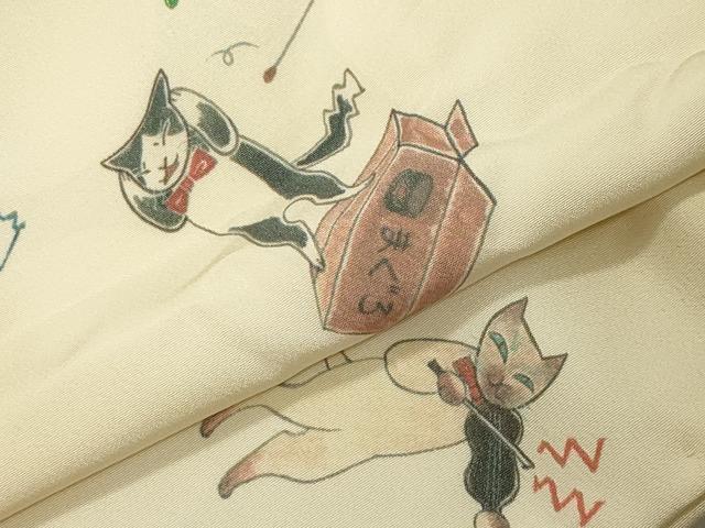平和屋着物●長襦袢　無双仕立て　猫　蛍暈し　伊勢丹扱い　正絹　逸品　CABM5038gh