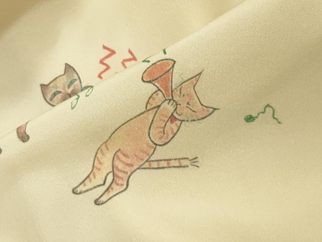平和屋着物●長襦袢　無双仕立て　猫　蛍暈し　伊勢丹扱い　正絹　逸品　CABM5038gh