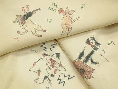 平和屋着物●長襦袢　無双仕立て　猫　蛍暈し　伊勢丹扱い　正絹　逸品　CABM5038gh