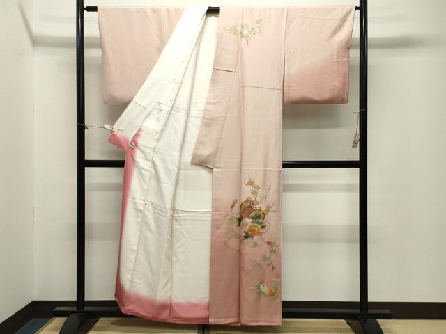 平和屋着物●友禅作家　大槻純　訪問着　鼓流水花文　暈し染め　金銀彩　正絹　逸品　CABM5041gh