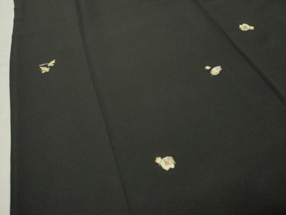 平和屋着物●上質な小紋　総刺繍　干支　黒地　金糸　正絹　逸品　CABM5043gh