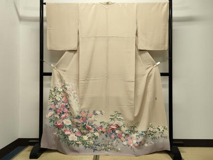 平和屋着物●十日町友禅作家　岡村蒼風　色留袖　草花文　暈し染め　正絹　逸品　CABM5044gh
