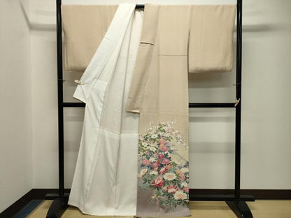平和屋着物●十日町友禅作家　岡村蒼風　色留袖　草花文　暈し染め　正絹　逸品　CABM5044gh