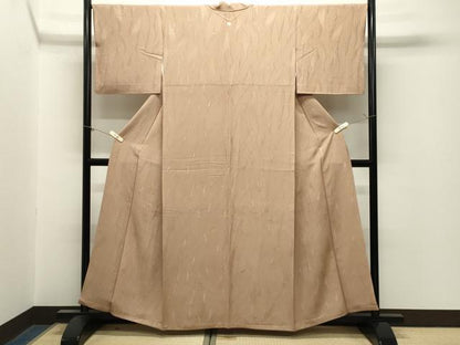 平和屋着物●上質な色無地　草木地紋　伽羅色　正絹　逸品　CABM5045gh