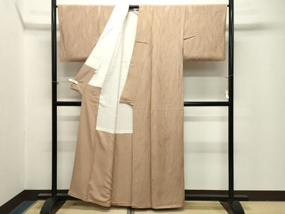 平和屋着物●上質な色無地　草木地紋　伽羅色　正絹　逸品　CABM5045gh