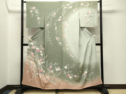 平和屋着物●訪問着　友禅　作家物　草花文　暈し染め　正絹　逸品　CABM5047gh