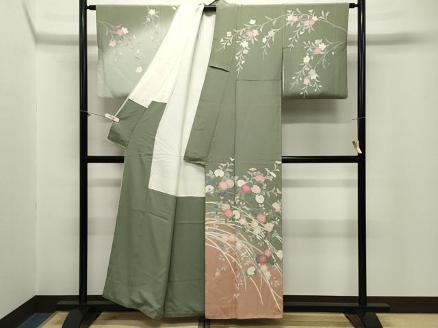 平和屋着物●訪問着　友禅　作家物　草花文　暈し染め　正絹　逸品　CABM5047gh