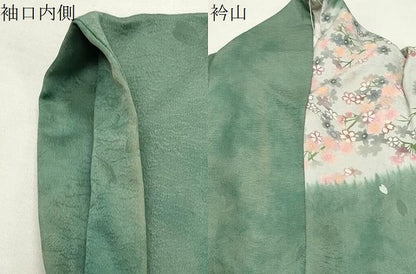 平和屋着物●訪問着　刺繍　型染め　舞桜文　暈し染め　金糸　正絹　逸品　CABM5049gh