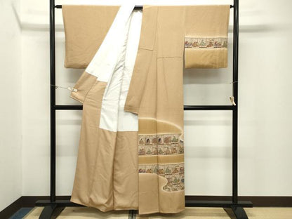 平和屋着物●友禅師・京の名工・伝統工芸士・樽本伊勢蔵　手描き　訪問着　百人一首　暈し染め　金銀彩　正絹　逸品　CABM5050gh