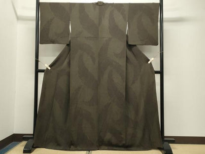 平和屋着物●上質な小紋　舞葉文　鬼しぼ縮緬　銀座越後屋扱い　正絹　逸品　CABM5055gh