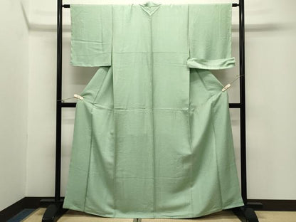 平和屋着物●上質な色無地　草花地紋　薄青色　反端付き　正絹　逸品　未使用　CABM5061gh