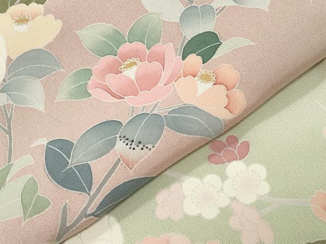 平和屋着物●訪問着　友禅　作家物　枝椿花文　暈し染め　正絹　逸品　CABM5065gh