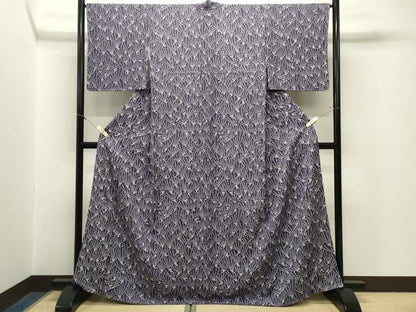 平和屋着物●上質な小紋　総絞り　松葉文　正絹　逸品　CABM5070gh