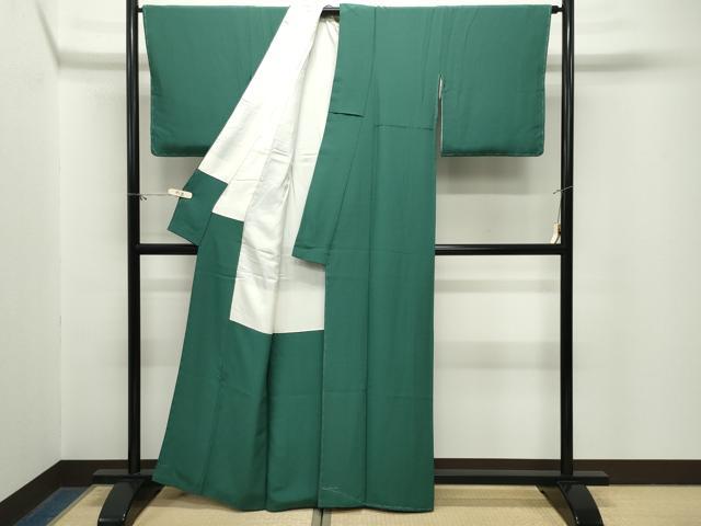平和屋着物●上質な色無地　緑青色　正絹　逸品　未使用　CABM5072gh