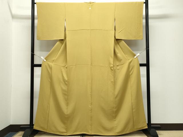 平和屋着物●上質な色無地　山吹茶色　正絹　逸品　CABM5074gh