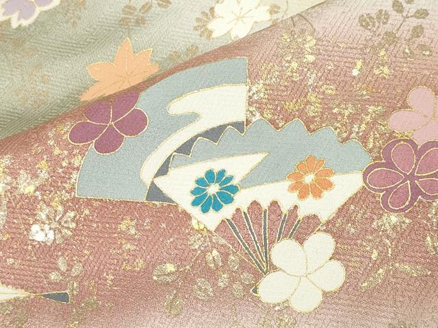 平和屋着物●訪問着　扇面花文　暈し染め　金銀彩　正絹　逸品　CABM5079gh