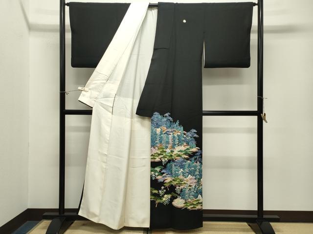 平和屋着物●本加賀友禅作家　寺西一紘　黒留袖　風景文　正絹　逸品　CABM5082gh