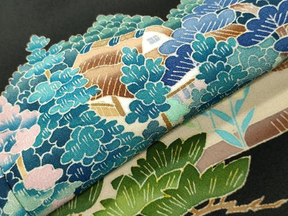 平和屋着物●本加賀友禅作家　寺西一紘　黒留袖　風景文　正絹　逸品　CABM5082gh