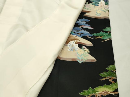 平和屋着物●本加賀友禅作家　寺西一紘　黒留袖　風景文　正絹　逸品　CABM5082gh